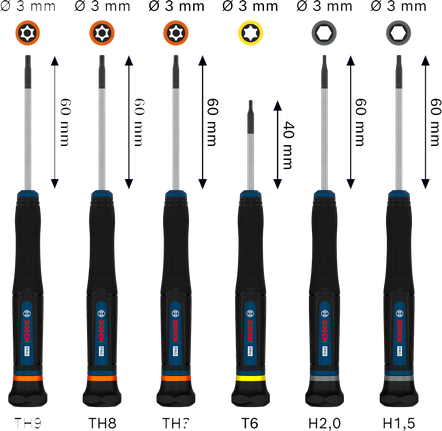 Bộ tua vít chính xác Bosch PRO TX/TH/H, 6 chi tiết.